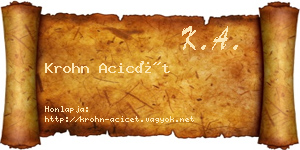 Krohn Acicét névjegykártya